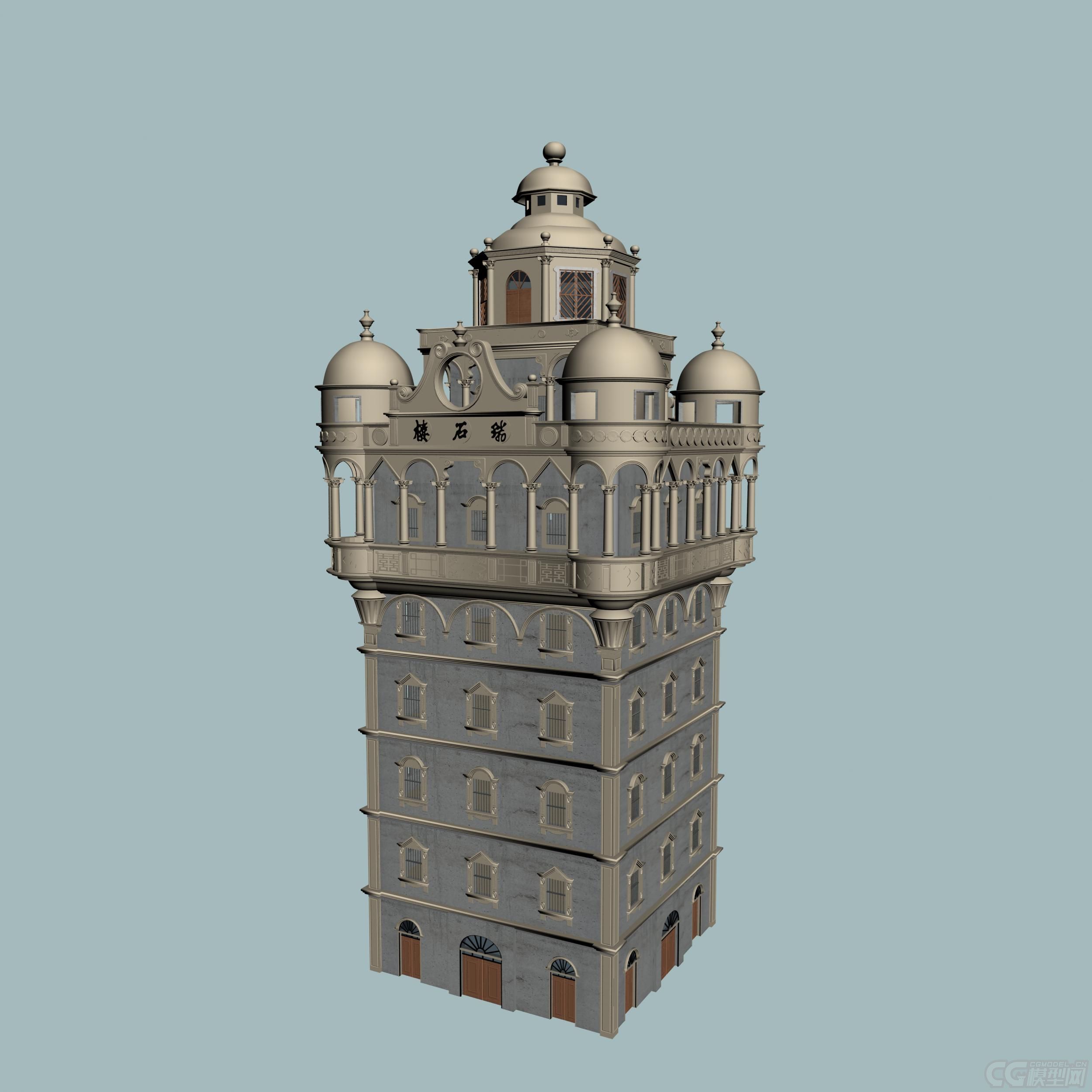 碉楼 瑞石楼_black゛灰色调作品_场景自然场景_cg模型网