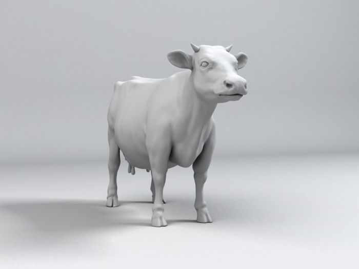 自己做的写实牛模型,包括zbrush高模和max低模加法线贴图