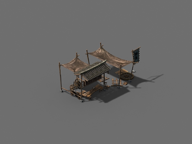 古代市场场景部件模型 水果摊模型-自然场景模型库-3ds Max(.max)模型下载-cg模型网
