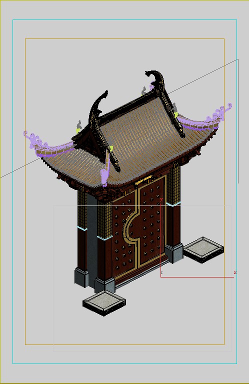 古代大門和房子模型