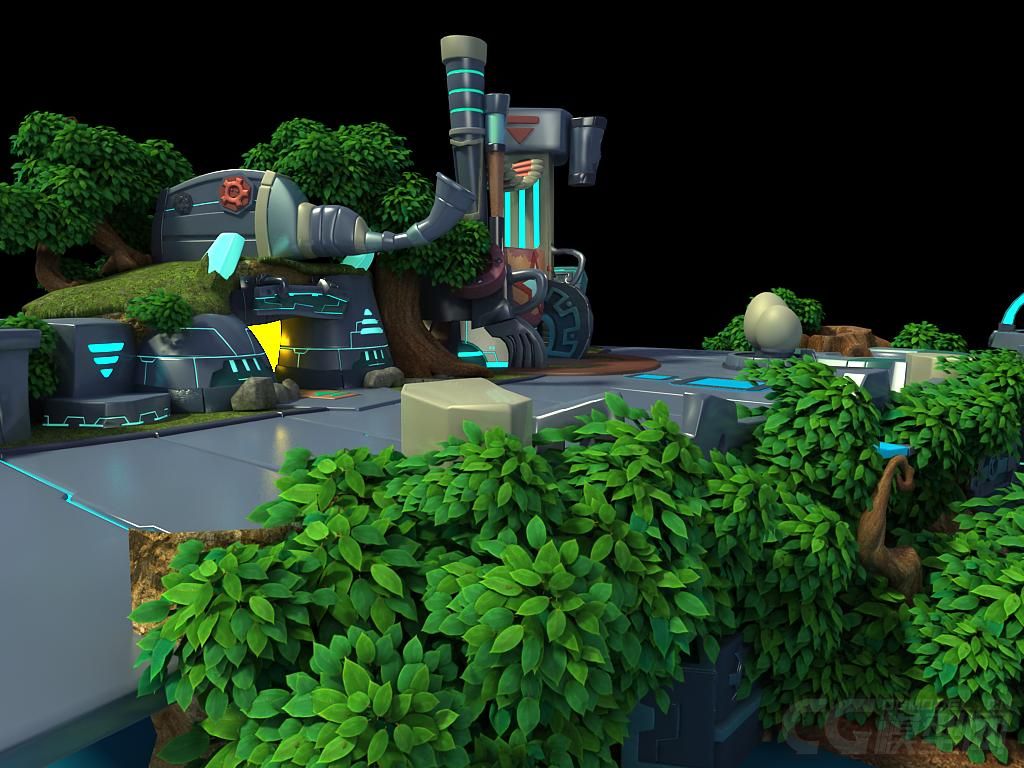 科幻系列9_太空站基地宜居地植物飞船飞机_caoxie作品_场景自然场景