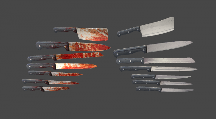 血迹厨刀武器模型 西瓜刀 短刀 长刀 镰刀