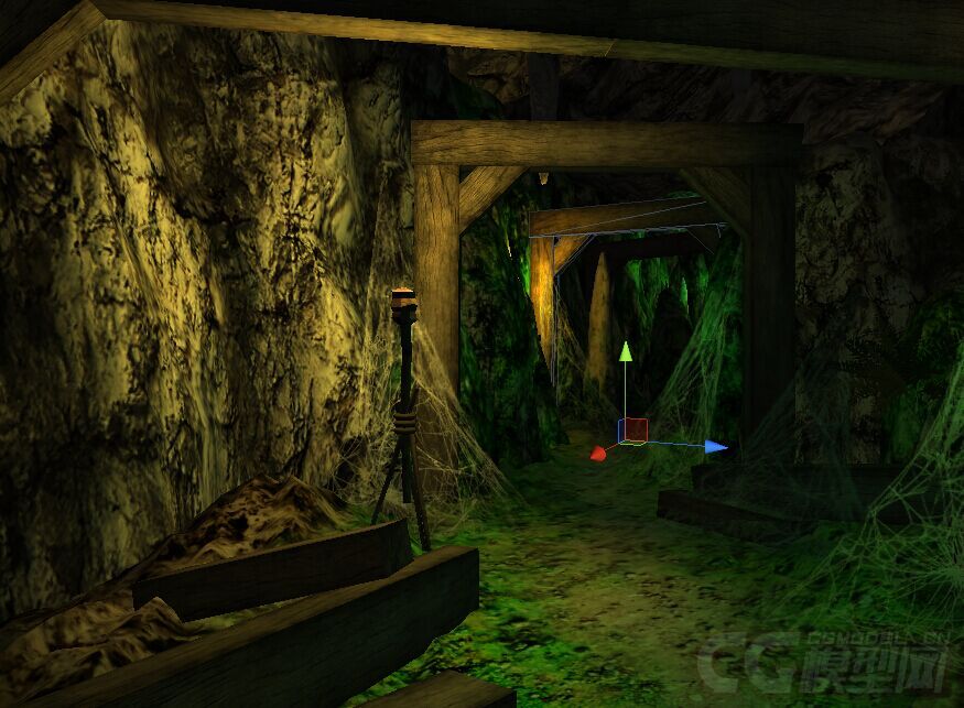 山洞洞穴探险系列场景模型元素 各种岩洞岩石石头 七彩水晶 木桥 棺木