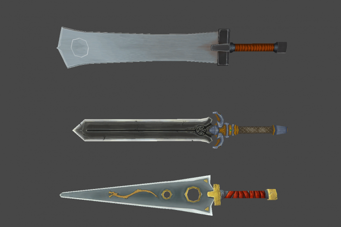 一套剑兵器组合 各式各样的游戏刀剑 大刀 青铜剑 日本刀 尖刀