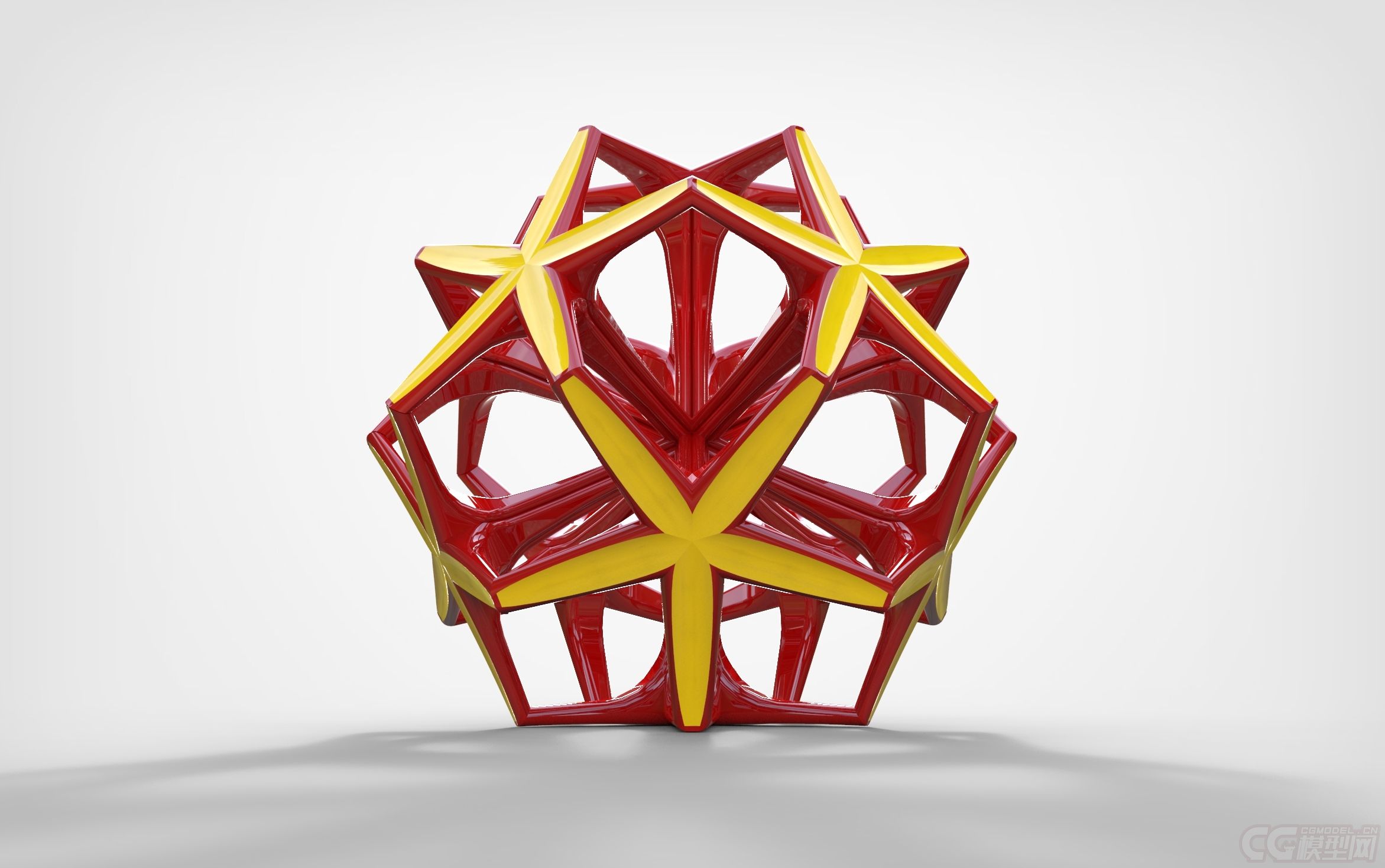 精致几何雕塑模型