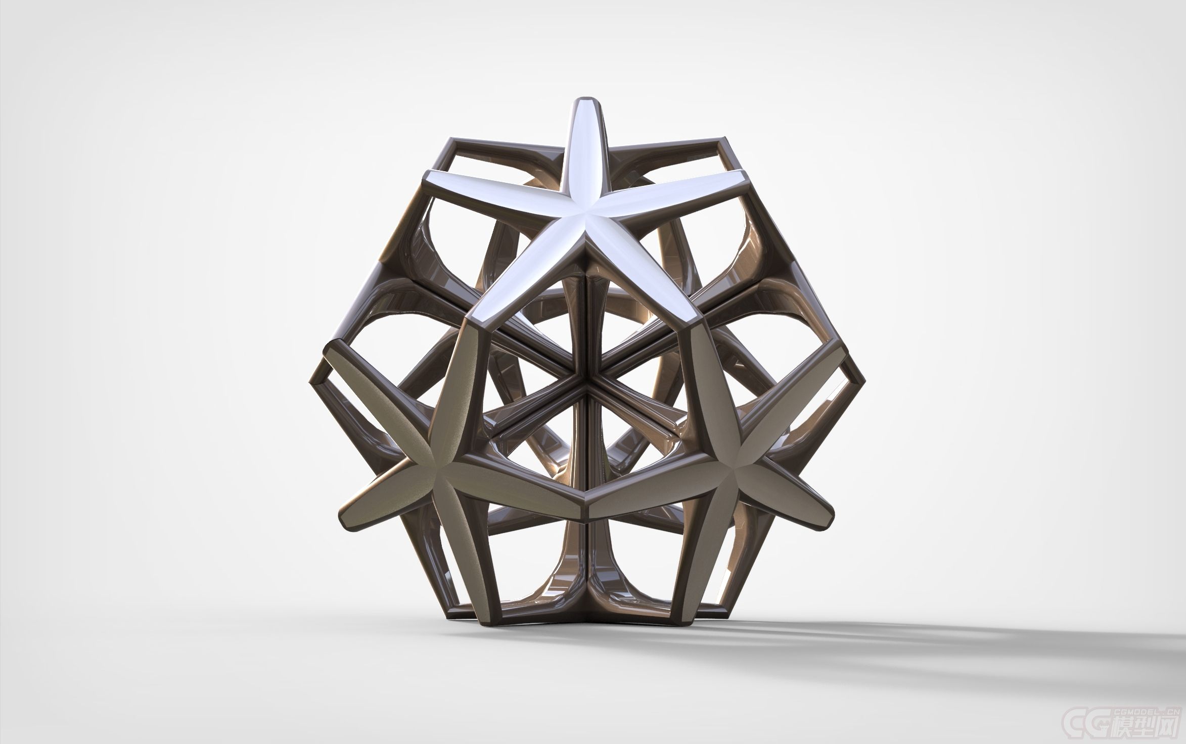 精致几何雕塑模型
