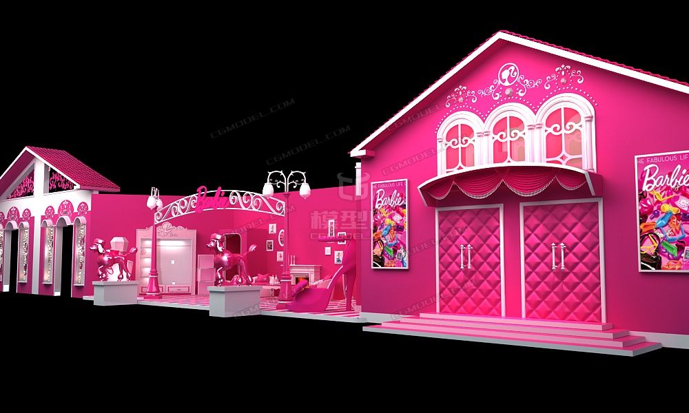 芭比 粉色 少女心 时尚 高跟鞋 香水瓶 化妆间