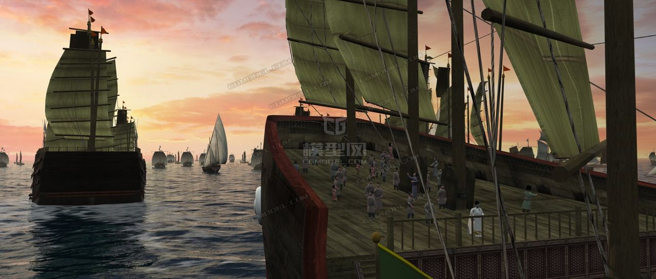 船队,商船,舰队,海盗船,海上文明,郑和_yjgdyy作品_场景古代场景_cg
