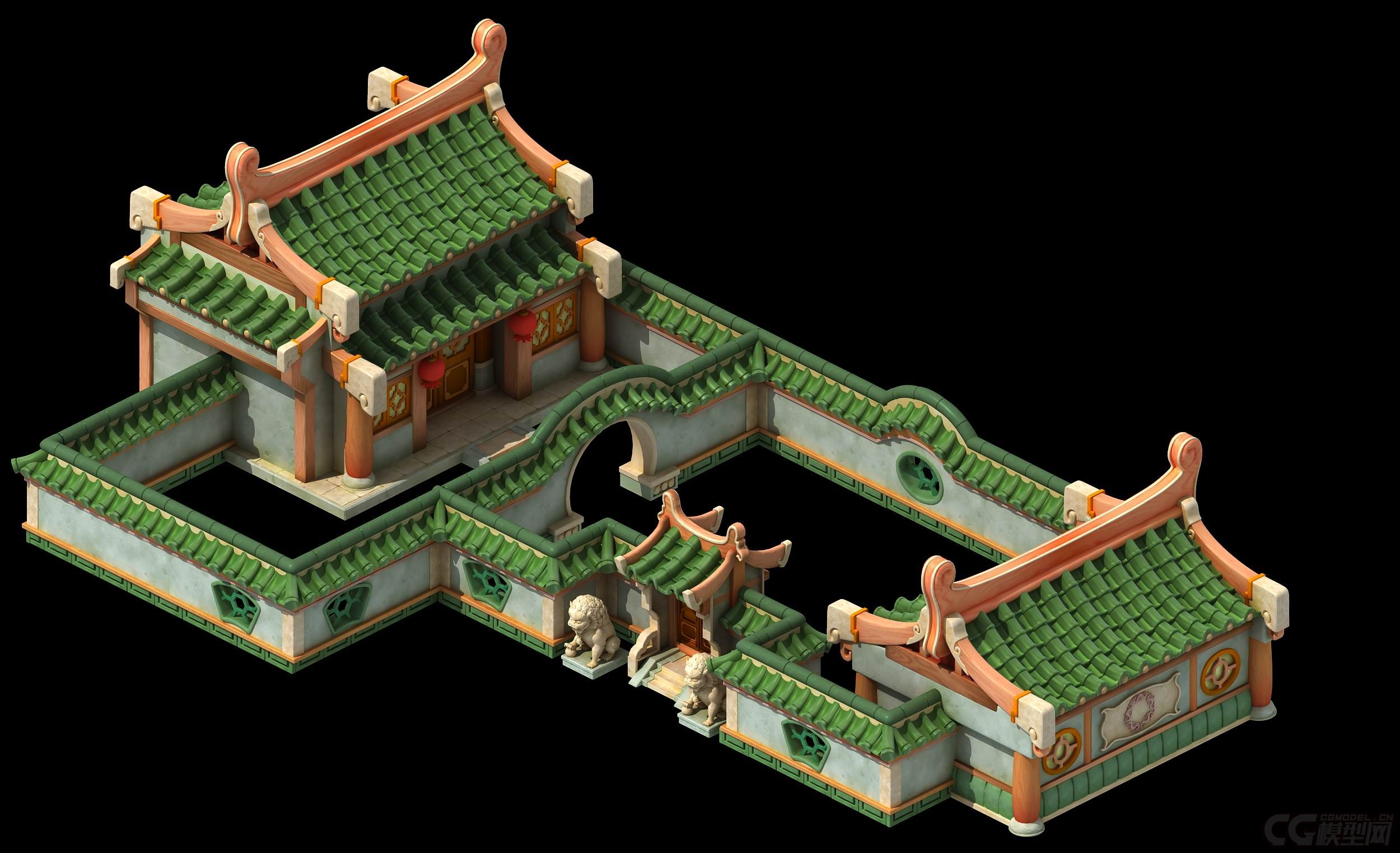 三渲二 卡通古代房子