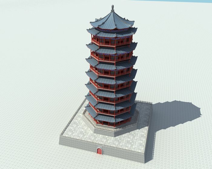 八角楼 塔楼_wljd44作品_场景自然场景_cg模型网