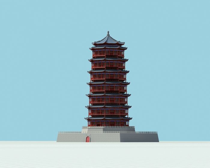 八角楼 塔楼_wljd44作品_场景自然场景_cg模型网