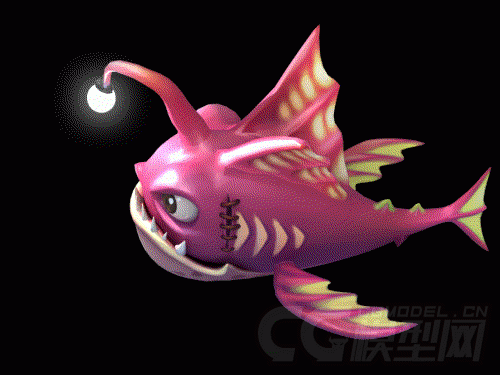 3d卡通灯笼鱼 带游泳死亡动作(原创)_xhb276302699作品_动物哺乳_cg模