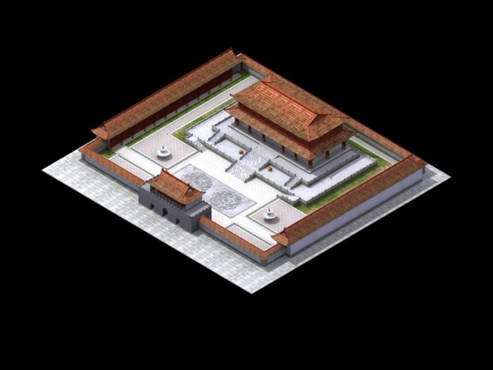 官府古代建筑模型带材质