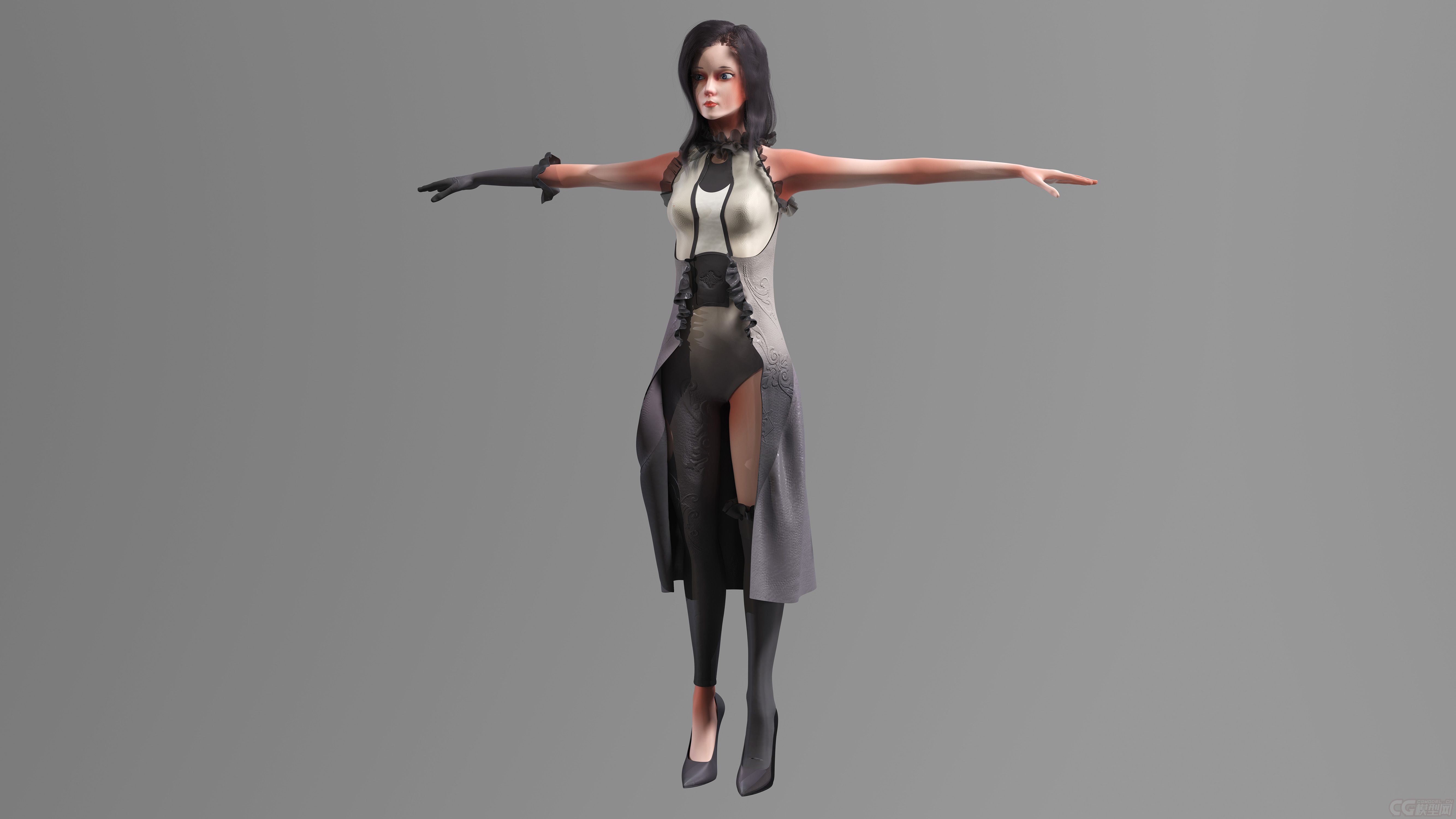 超细腻带毛发女人模型