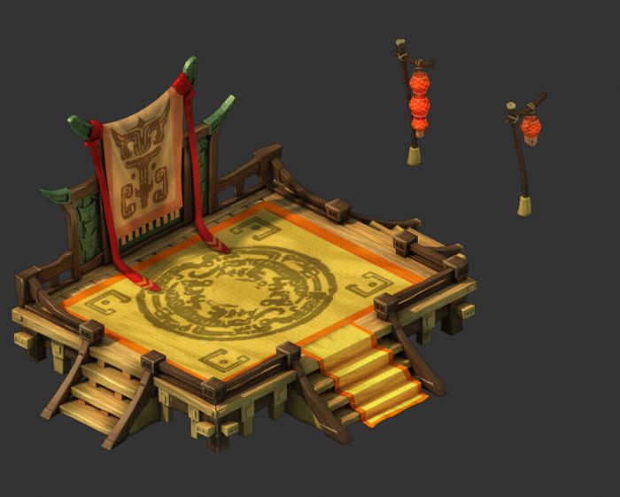 木质.擂台,舞台,表演台 建筑 写实场景 游戏