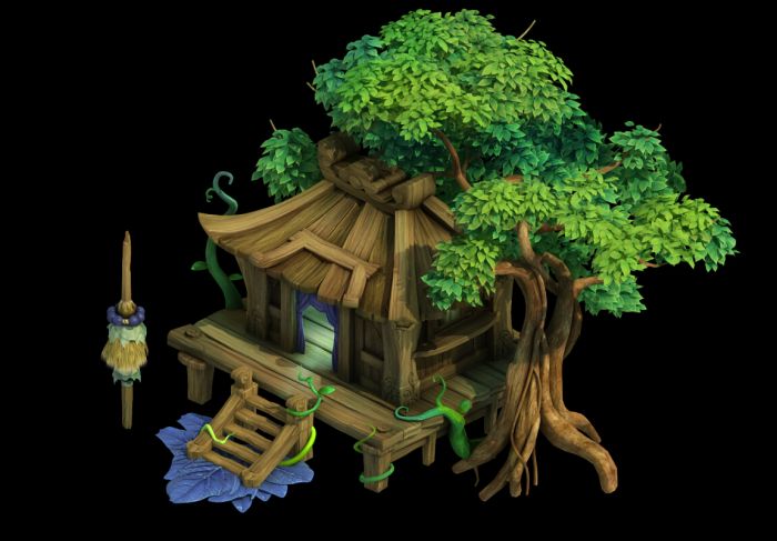 树屋树房木屋建筑写实场景游戏