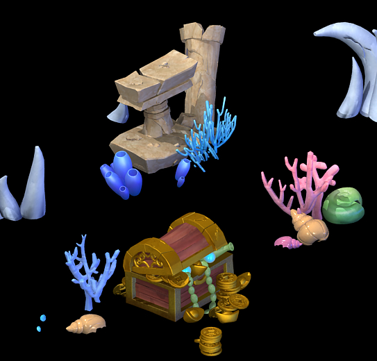 q版西游记海底龙宫地下黄金宝箱宝藏物件