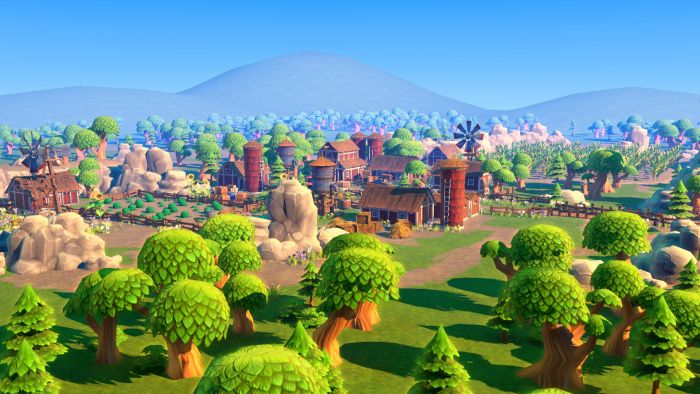 q版 场景 农场 菜地 卡通场景 树林 风车