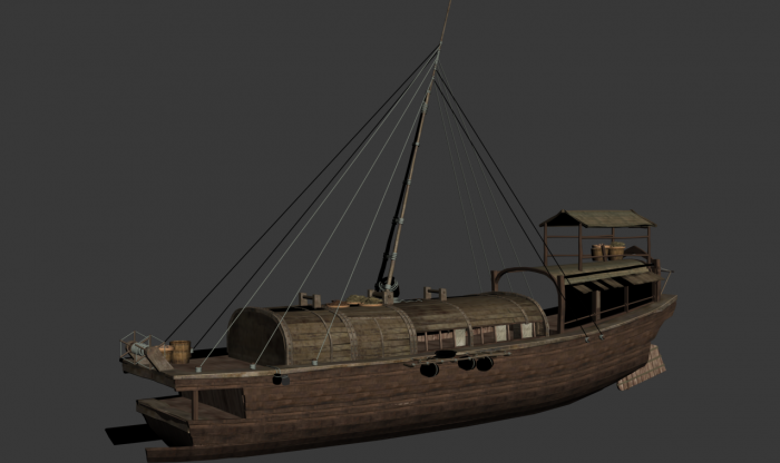 国风木船 古代木船模型-古代船/仿古船模型库-3ds Max(.max)模型下载-cg模型网
