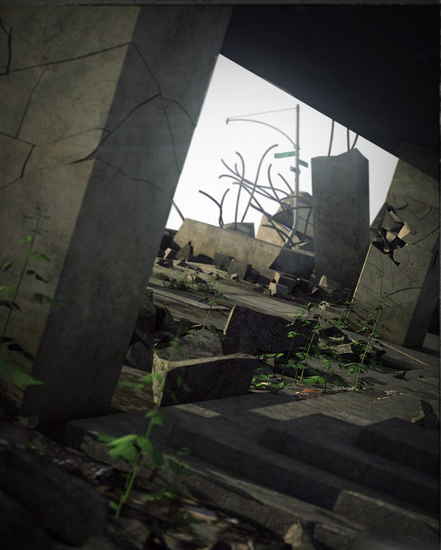 完美建筑场景毁坏之9—灾难后建筑内部细节,拆除的房子建筑工地,废弃