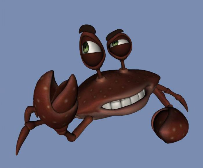 卡通角色2——可爱小螃蟹模型1,q版超萌海蟹河蟹,带绑定和测试动作