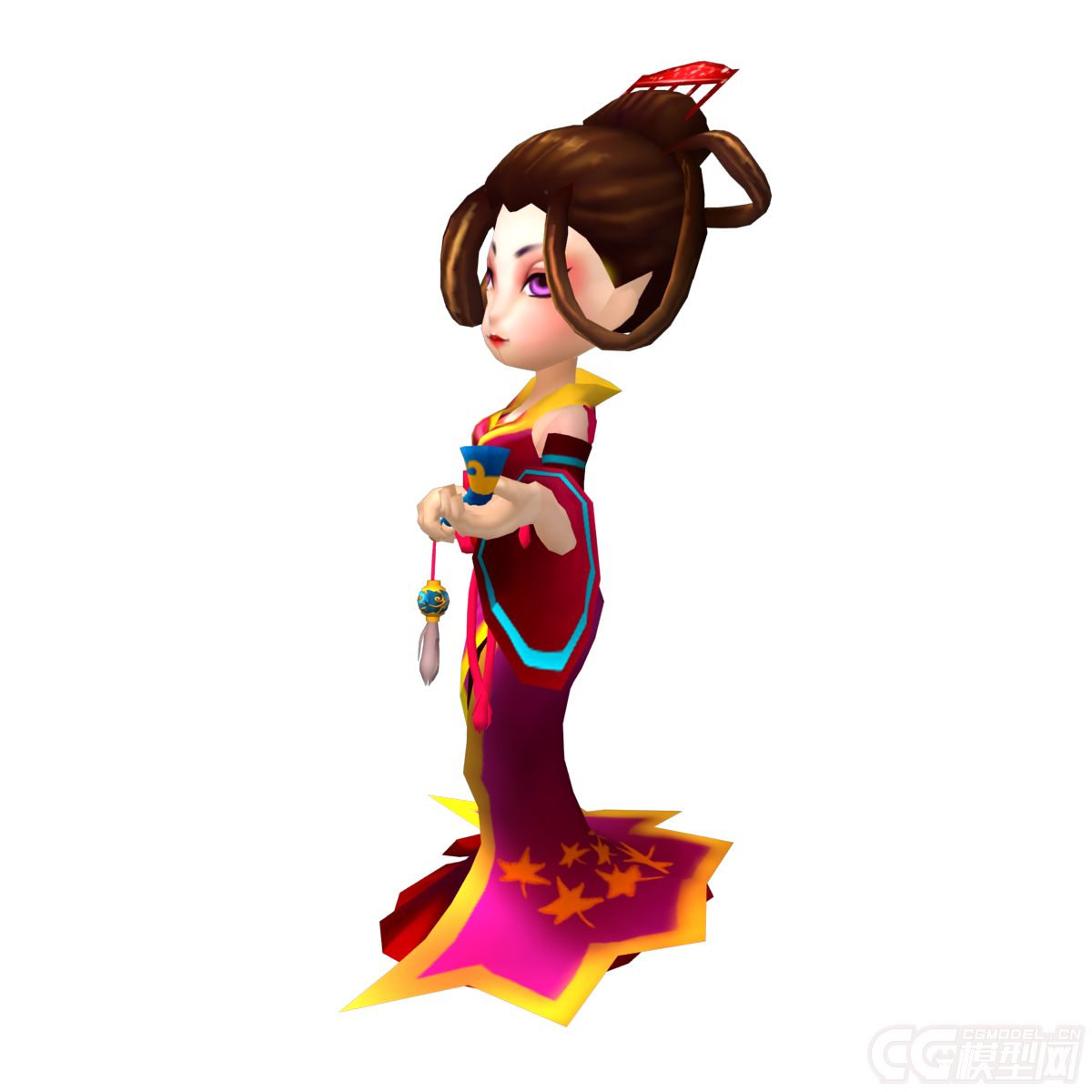卡通旅馆老板娘,q版性感美女,妇女,人物角色3d模型,可爱的女人.