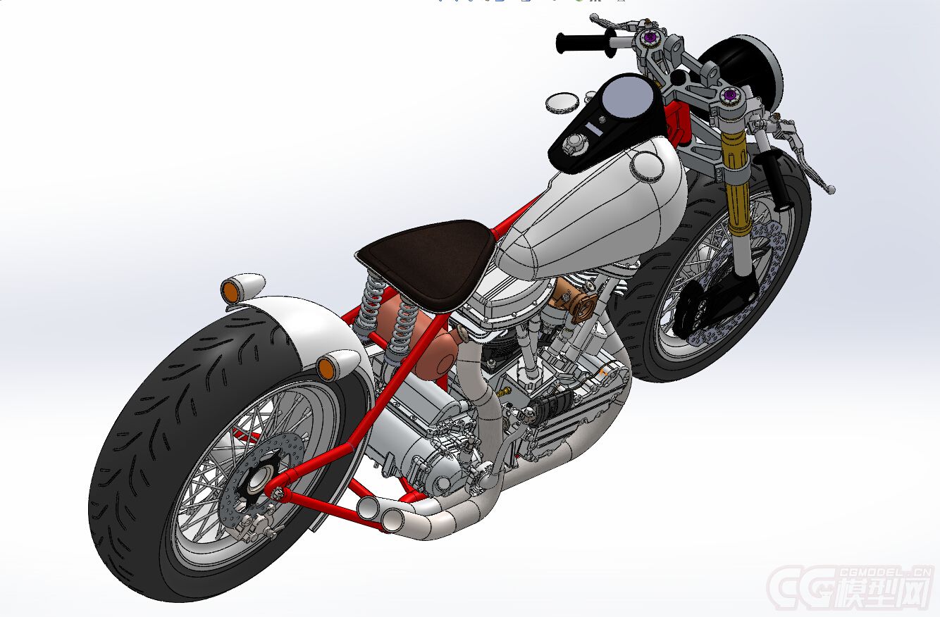 哈雷戴维森低骑士运动版摩托车3d模型,摩托车模型,超精细结构完整