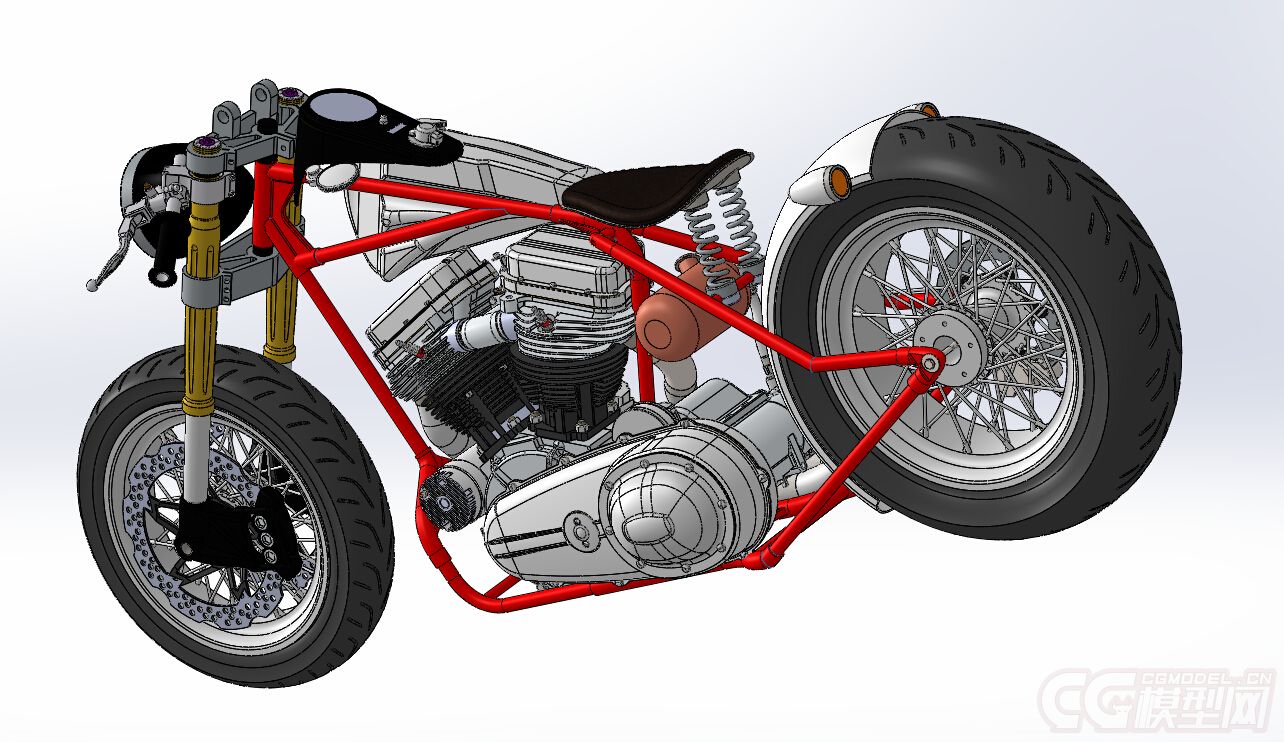 哈雷戴维森低骑士运动版摩托车3d模型,摩托车模型,超精细结构完整