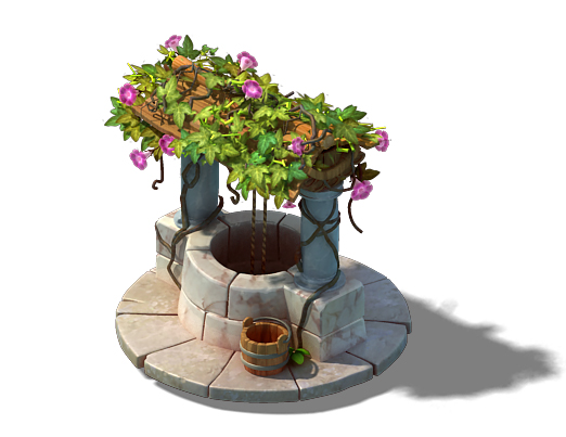 2.5d游戏素材之26——q版水井,迪斯尼风格卡通许愿井,三渲二