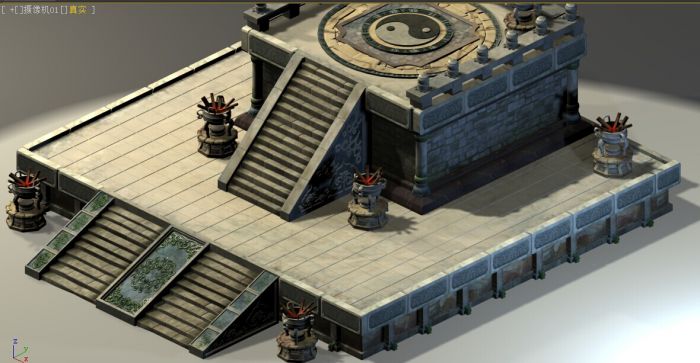 气势恢宏的古代祭台,祭坛,精细完整,三渲二,2.5d,带渲染,psd贴图