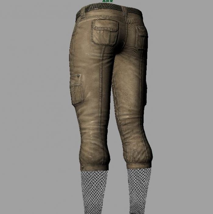 影视级别的沾满血迹的女士牛仔裤,带细节置换贴图,带4种贴图样式