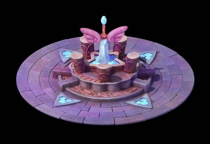 2.5d游戏场景之1——q版石中剑,迪斯尼童话版圆台,卡通剑台