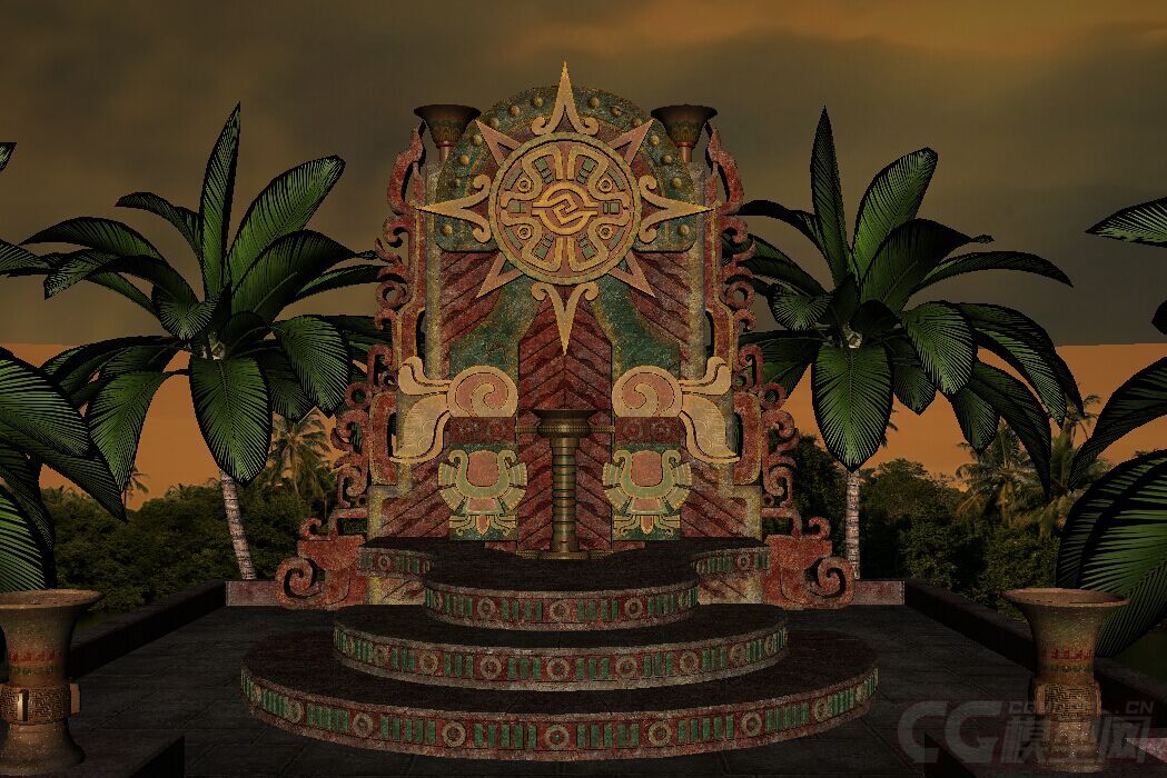 影视级别的非洲文明王座,玛雅预言神庙,权位,庙宇,椰子树,棕榈树