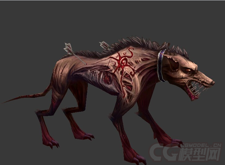端游模型一条受伤的狗犬,爆犬地狱猎犬_chenxu44716260作品_动物哺乳