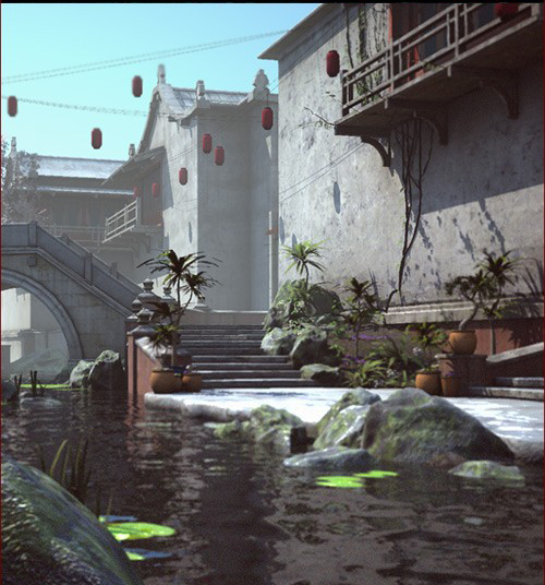 【小场景练习】黄昏里的旧房子模型-现代场景模型库-Maya(.ma/.mb)模型下载-cg模型网