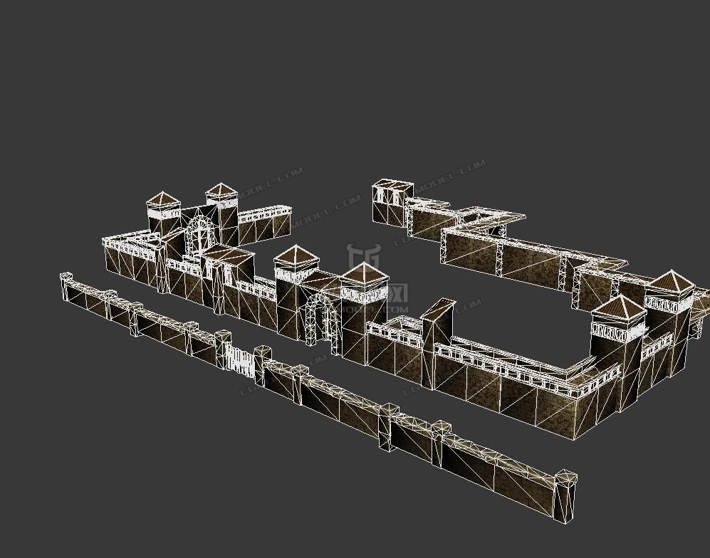 一组 写实古代城墙模型-历史建筑模型库-3ds Max(.max)模型下载-cg模型网