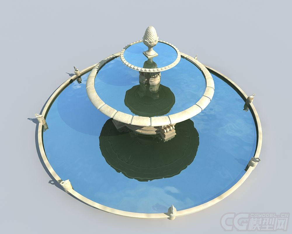 精致欧式喷泉模型-自然场景模型库-模型下载-cg模型网