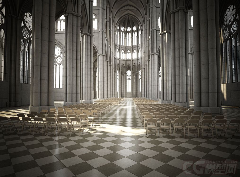 高精度 教堂内部模型(影视级)
