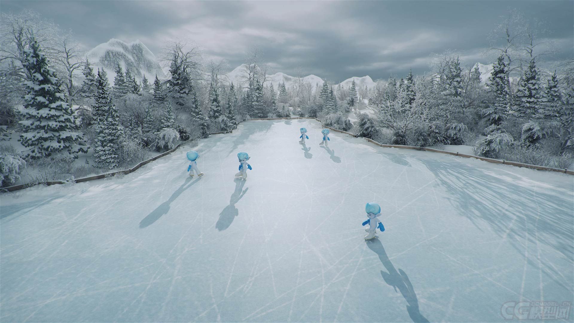 滑雪场渲染完整场景