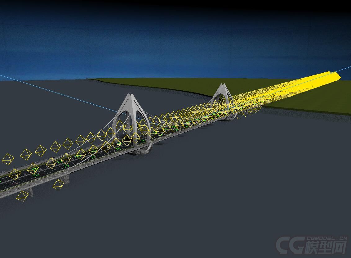 跨海大橋3d模型,城市交通道路橋樑,斜拉_00wang1122作品_場景現代場景