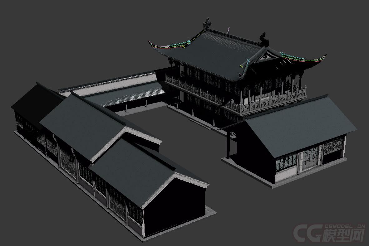 古代建筑,古建模型,单体房屋模型,单体建筑,茶室,茶楼2