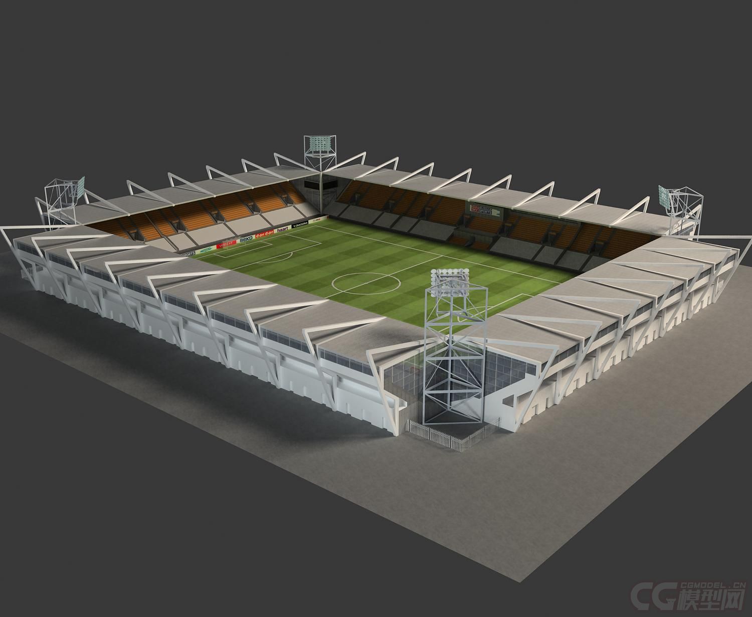 大型运动场简模,足球场,看台,体育馆.