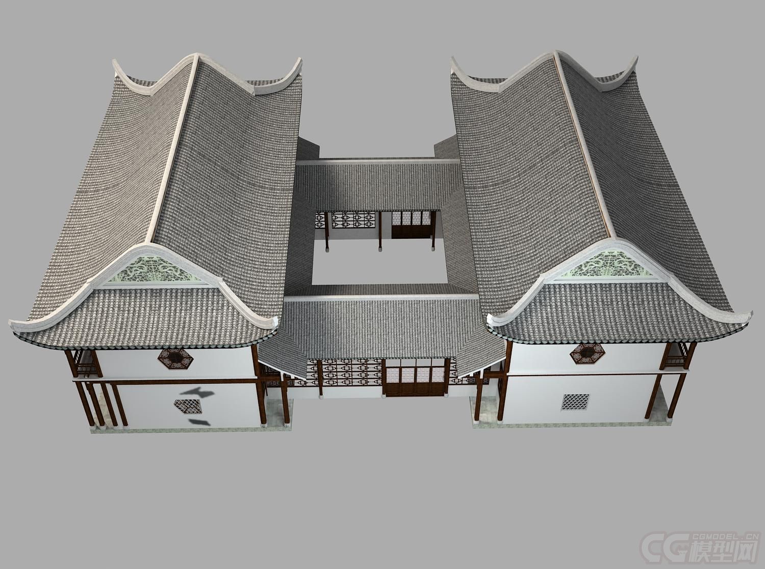 古代院子 庭院模型-古代场景模型库-3ds Max(.max)模型下载-cg模型网