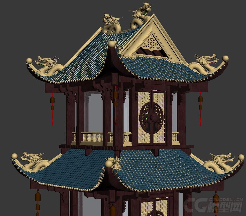 中式盘龙塔,古代建筑,木塔楼_00wang1122作品_场景自然场景_cg模型网