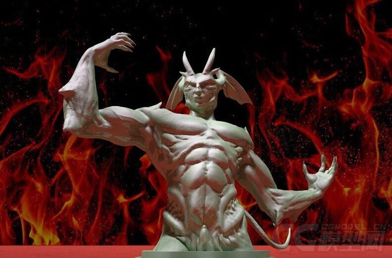 精细的3d打印模型,魔鬼,半身像怪兽,装饰品,内含stl源文件,可用于3d