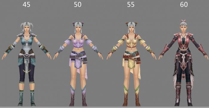 一组 中国风 女 轻甲 弓箭套装