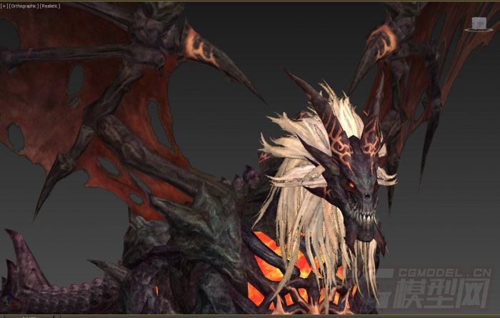 高精 法线  霸气欧式 火焰魔龙    含fbx格式