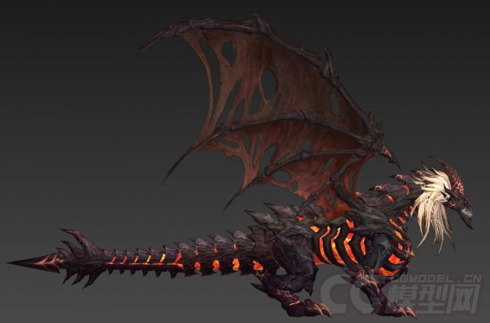 高精 法线 霸气欧式 火焰魔龙 含fbx格式