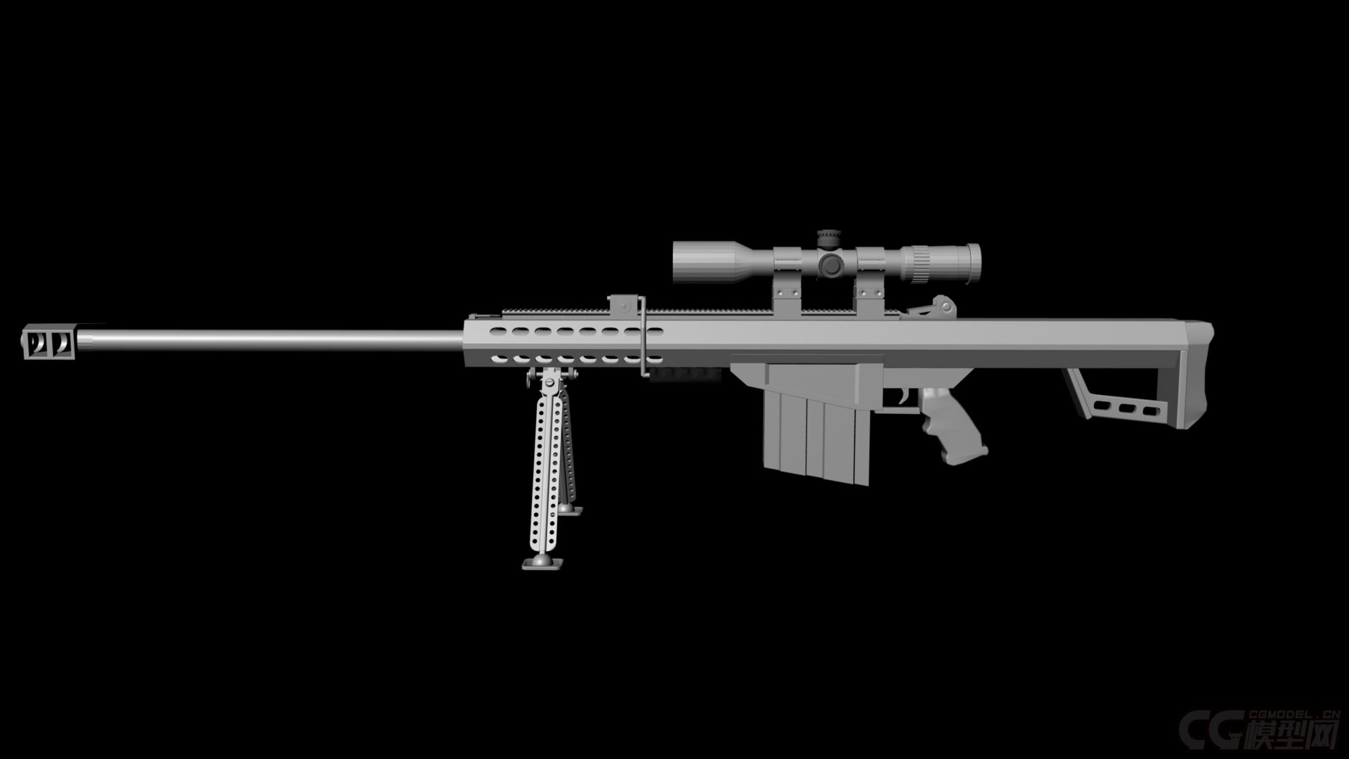 新人作品一个 挺写实的巴雷特M82A1狙击步枪。价格实惠!!模型-冷兵器模型库-模型下载-cg模型网
