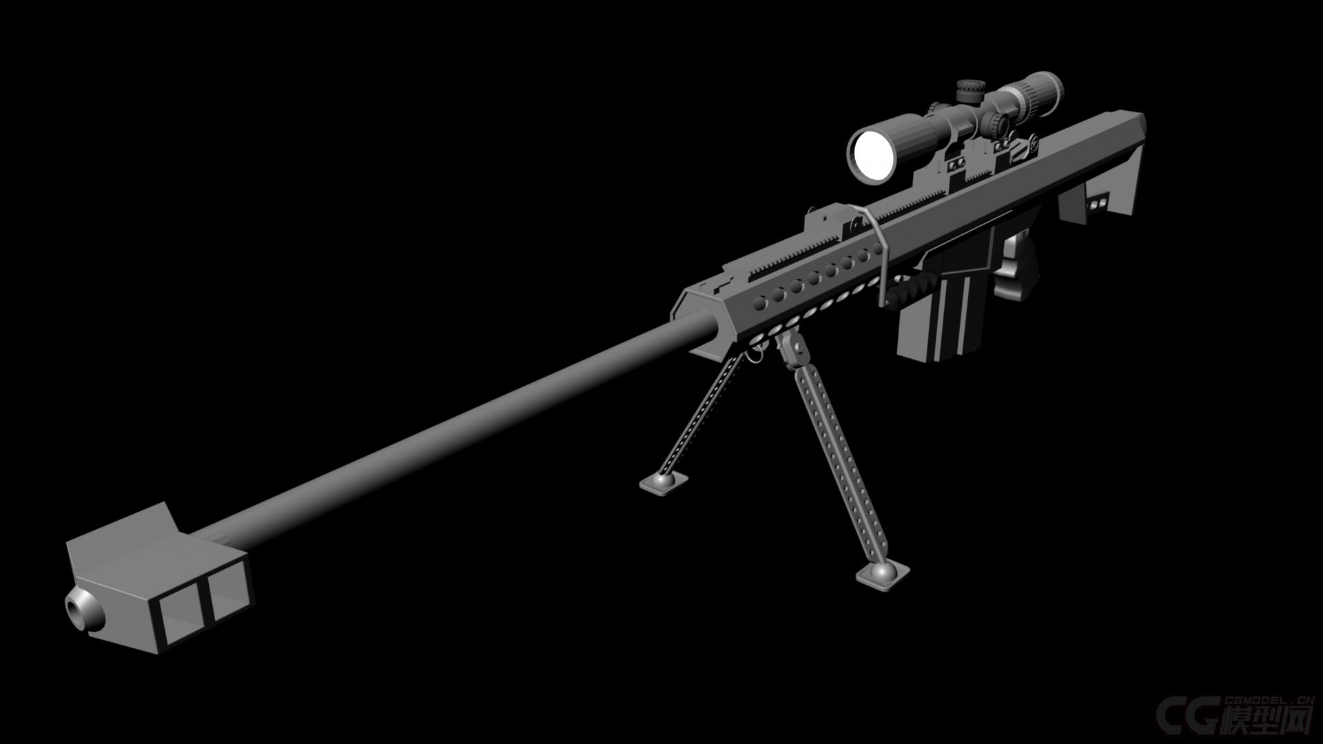 新人作品一个 挺写实的巴雷特M82A1狙击步枪。价格实惠!!模型-冷兵器模型库-模型下载-cg模型网